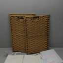 Greenstell Laundry Hamper No Install Needed, Divided Clothes Hamper with 2 Removable Liner Bags, 90L Handwoven Synthetic Rattan Laundry Basket with Lid and Handles, Foldable Natural