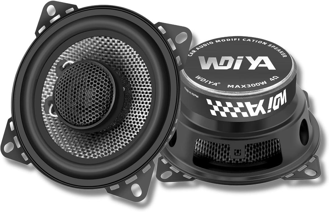 Upgrade 4-Inch Car Coaxial Speakers  2-Way Full Range Stereo, 300W Peak Power, Carbon Fiber Cone, 4 Ohm, High Fidelity Audio for Surround Sound  Professional High-End Auto Audio System (Black)