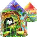 Play Tent for Kids Pretend Playhouse Indoor Outdoor Games Party Children Pop Up Foldable Tent Birthday Toy for Boys Girls Toddler Baby Playroom Gift, Wild Dinosaur Themed