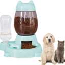 Automatic Cat & Dog Feeder Set - Self-Dispensing Food and Water Dispenser, Large Capacity (Green)