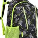 Lands' End Unisex Kids Medium ClassMate Lightweight Durable Elementary School Backpack, Black Highlight (Black)