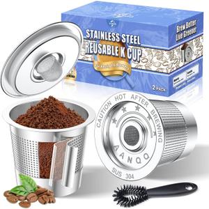 AANQQ Reusable K Cups for Keurig: Upgraded Dual-Layer Mesh Stainless Steel K Cup - Refillable Metal Coffee Pods Filter Fit Keurig 1.0 Coffee Maker - Richer Coffee/NO-Residue/Eco-Friendly (2-Pack)