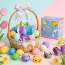 24 Pack Prefilled Easter Eggs with Axolotl Mochi Squishy Toys, Easter Basket Stuffers, Easter Eggs Filled Mini Squishy Toy, Party Favors for Kids, Easters Gifts, Classroom Exchange