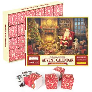 2024 Advent Calendar Puzzle-1008Pcs Christmas Advent Puzzle,Advent Calendar Family Games for Adults and Kids, Pack of 2