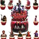 13 Pcs Stranger TV Cake Decorations with 12pcs Cupcake Toppers, 1pcs Happy Birthday Cake Topper, Perfect for Theme Party and Birthday Celebrations