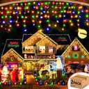Hezbjiti 2Pack Total 800LED Icicle Lights 32.8FT Christmas Lights String Lights Outdoor Decoration 8 Modes 75 Drops Fairy Lights for Eaves Party Yard Garden Xmas Decor (Multicolor)