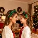 Christmas Headbands for Women Xmas Headband Knotted Pearl Hairband Holiday Costume Red Green Rhinestone Headpiece