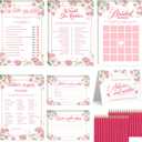Bridal Shower Games-Heavy Cardstock,5 Fun Activities for 32 Guests, Includes Bingo,He Said She Said, Would She Rather,Whats in Your Purse,Advice and Wishes for The Mr and Mrs(Floral)