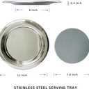 Stainless Steel Round Serving Tray,Metal Decorative Tray,Display Serving Platter for Wine and Glasses,12 Inches