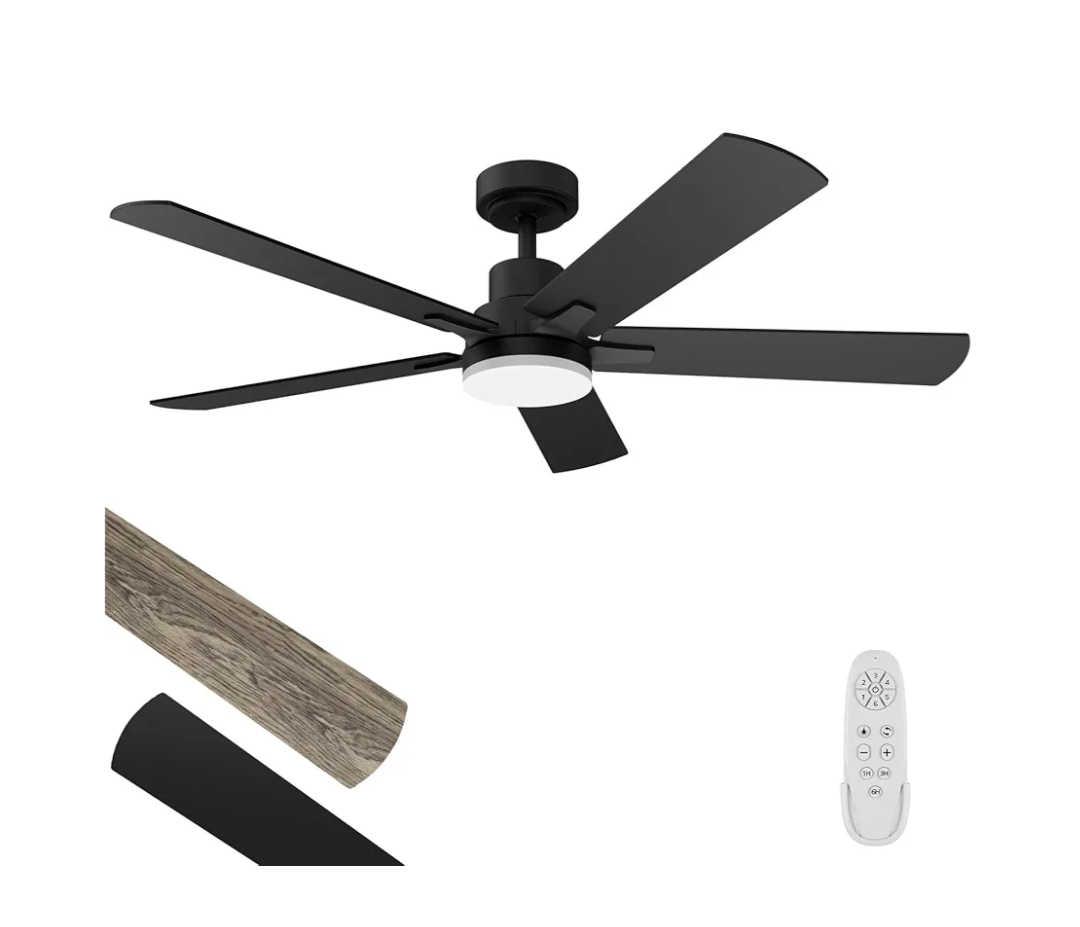 Ceiling Fan with Light 52-Inch, Remote Control Reversible DC Motors, 3CCT Dimmable Timer Noiseless, Black Ceiling Fan for Bedroom Living Room, Indoor&Outdoor ETL Listed