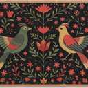Drydiet 22"x36" Coir Coco Door Mat with Anti-Slip TPR Backing, Floral Bird, 1'10" x 2'11"