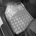 BDK Metallic Chrome Car Floor Mats All-Weather Universal Fit Automotive Floor Mats for Cars SUVs, Floor Mats for Trucks, Car Mats Full Set Front & Rear, Non-Slip Backing - Silver