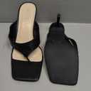 Womens Kitten Heel Thong Sandals Flip Flops Slip On Square Open Toe Slippers Low Stacked Heeled Mules, Size 8.5
