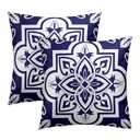 OLUSENMO Navy White Geometric Floral Throw Pillowcases Set of 2 All-Season Soft Pillow Covers with Hidden Zipper,Durable for Sofa Bed Car Decor & Gift 18x18Inch
