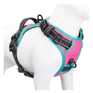 PHOEPET 2019 Upgraded No Pull Dog Harness, Reflective Adjustable Vest, with a Training Handle + 2 Metal Leash Hooks+ 3 Snap Buckles +4 Slide Buckles(L, Pink)