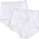 Bali Women's Shapewear Double Support Coordinate Brief with Lace Tummy Panel Light Control 2-Pack, White, X-Large