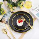 EI 150pcs Black Plastic Plates,Black and Gold Fancy Plate,Gold Plastic Silverware,Black and Gold Dinnerware Set,Premiun Heavy Duty Taleware,Perfect for Party,Wedding,Christmas,New Year