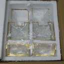 4 Pcs Glass Display Stand Set 2 Gold Glass Brochure Holder Stand 2 Gold Business Card Holder for Office Desktop Countertop Name Card Magazine Literature Journal (4 x 8 '')