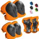 Kids Protective Gear Set Knee Pads for Kids Knee and Elbow Pads with Wrist Guards 3 in 1 for Skating Cycling Bike Rollerblading Scooter (Orange Black), Size: S(3-8Years)