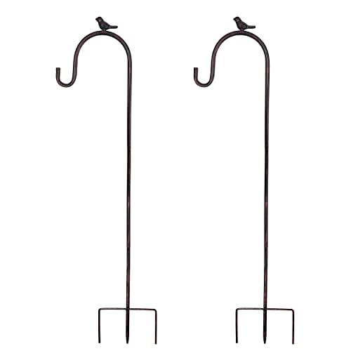 COOZZYHOUR 39inch Shepherd Hooks for Outdoor,Set of 2,Metal Bird Shepherd Hooks for Hanging Solar Lights, Bird Feeders, Flower Basket, Christmas Lights, Lanterns, Garden Stakes and Wedding
