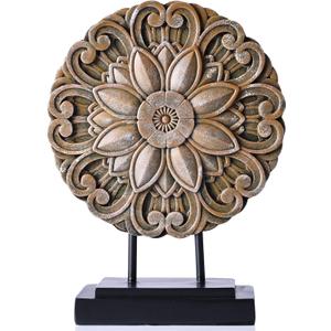 Small Wood Colour Minimalist Round Statue Above Cabinet Decor Kitchen,Modern Decorative Sculpture Home Decorations for Living Room Coffee Table,Office Decor Items,Center Pieces Decoration (Brown)