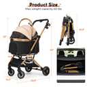 Dog Stroller for Small and Medium Dogs, 40lbs Capacity Pet Stroller with Detachable Carrier, One-Hand Fold, Breathable Mesh & Sun/Rain Canopy, Khaki