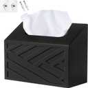 Hand Towels Box Cover, Modern Hand Towel Holder Compatible with Kleenex Disposable Paper Hand Towels, Wood Wall-Mounted Tissue Box Cover/Holder for Dining, Kitchen, Bathroom, Lossless Installation (Black)