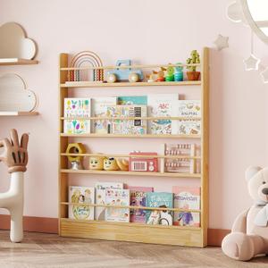 4 Tier Behind The Door Bookshelf, Space Saving Behind The Door Bookcase Wooden Kids Wall Bookcase for Bedroom Living Room Playroom (120 * 100), 100cm x 10cm x 120cm