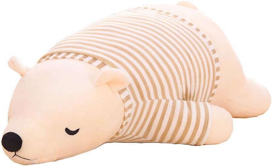 MMTTAO Stuffed Polar Bear Animal Plush Toy 14 Inch Small White Sleeping Bear Animal Stuff Soft Plushies Cute Dolls Collection Huggable Throw Pillow Cushion Gifts for Kids Children Boys Girls, 14Inches