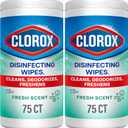Clorox Disinfecting Wipes, Bleach Free Cleaning Wipes, Fresh, 75 Count (Package May Vary) (Pack of 2)