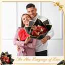 12 Pcs Glitter Eternal Rose Bouquet DIY Kit with Butterflies & Crown,Sparkly Fake Floral Craft Gift for Valentine's Day, Mother's Day, Birthday, Anniversary & Wedding(Red)