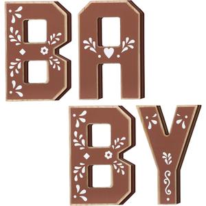 Threehoney 4 Pcs Cielito Lindo Baby Shower Decorations Wooden 3D Mexican Baby Letters Cielito Lindo Party Decoration for Gender Reveal Birthday Fiesta Party