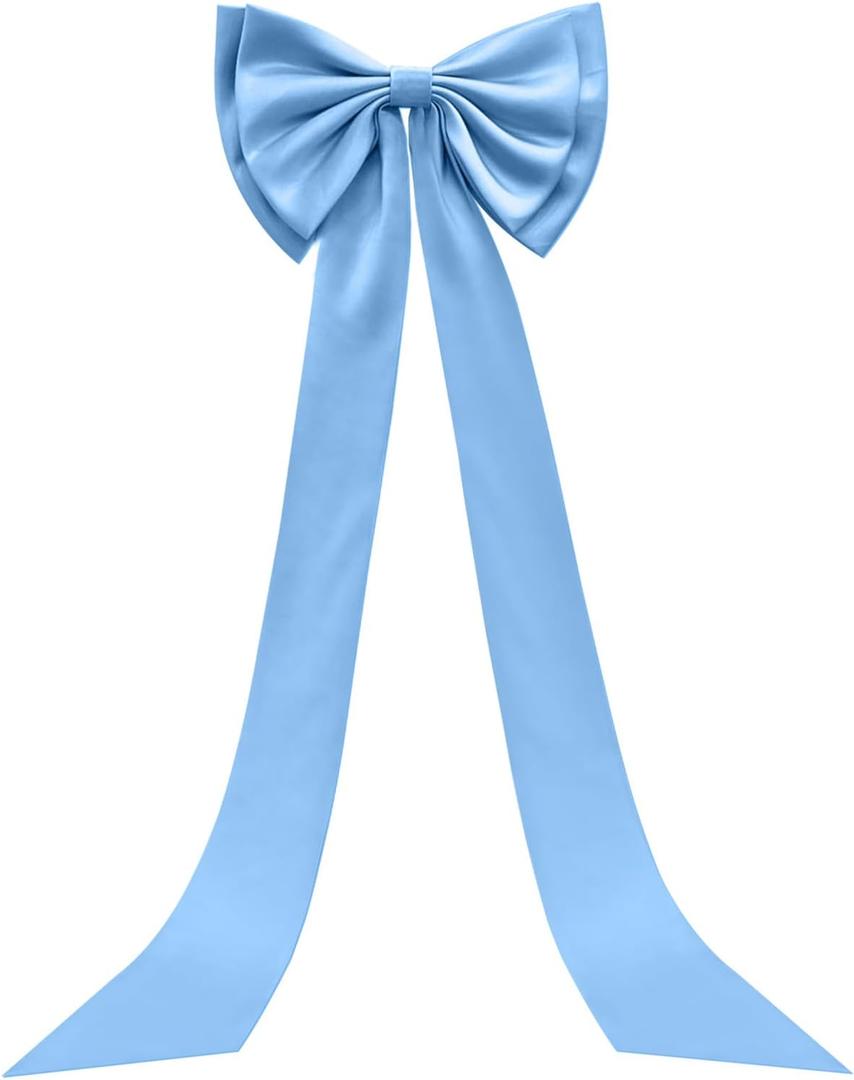 Large Satin Bow for Backdrop, 75" x 18" Giant Bow Ribbon Tie for Themed Room Wall Decor Ormanents Door Wedding Engagement Bachelorette Shower Bridal Christmas Tree Decoration (Blue, 18x75 Inches) Large Satin Bow for Backdrop, 75" x 18" Giant Bow Ribbon Tie for Themed Room Wall Decor Ormanents Door Wedding Engagement Bachelorette Shower Bridal Christmas Tree Decoration (Blue, 18x75 Inches)