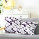 CaliTime Throw Pillow Covers Pack of 2 Cozy Fleece Abstract Geometric Fold Line Decorative Cushion Cases for Couch Bed Sofa Farmhouse Decoration 18 X 18 Inches Deep Purple Grey