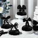 Containlol 9 Pcs Black Bow Birthday Party Decorations Bow Honeycomb Centerpieces Coquette Party Table Decorations Coquette Paper Cutouts Supplies for Bridal Graduation 2026 Bachelorette Decor