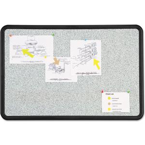 Quartet Bulletin Board, 2 x 3 Feet, Contour, Granite-Colored Surface with Black Plastic Frame (699370), 24" x 36"