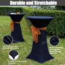 meioro Cocktail Table Covers Navy, 32x43 Inch Highboy Spandex Fitted Tablecloth for Round Tables, Stretch Square Corners High Top Cocktail Table Cover for Party Bar Wedding Birthday Banquet Outdoor