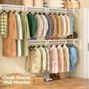 ThreeHio Expandable Closet Shelves Wall Mounted, 2 Pack Closet Shelving with Hanging Rods, Wall Shelving for Walk-in Closet, Hanging Shelves Organizer and Storage for Closet, Laundry