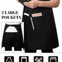 Twistover 5 Pack Half Bistro Aprons with 2 Pockets Unisex Black Server Apron with Extra Long Front Waist Ties for Men Women