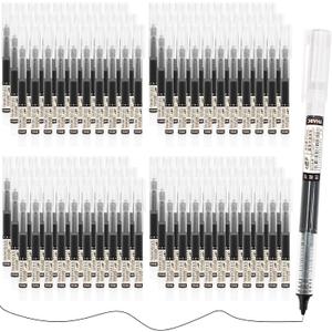 Beieverluck 120 Pieces Rolling Ball Pens 0.5 mm Japanese Pens Fine Point Pens Quick Dry Liquid Ink Pen Smooth Writing Pens for Office Student Back to School Supplies, Black Color