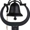 Large Vintage Cast Iron Farm School Church Dinner Bell, Rustproof & Durable Rustic Decor, Black