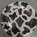 BLUE PANDA 48 Pack Cow Print Paper Plates (9 Inch) for Barnyard Birthday, Farm Animal Party - Cow Baby Shower Supplies (Brown Foil Print)