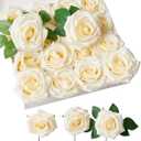 Roses Artificial Flowers Artificial Roses Fake Rose Silk Rose Fake Flowers with Stems for DIY Wedding Bouquets Party Tables Centerpieces Floral Arrangements (16, Ivory)