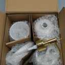 White Bathroom Accessories Set, 4PC Ceramic Bathroom Sets Complete-Toothbrush Holders, Soap Dispenser, Soap Dish, Toothbrush Cup, Modern White Gold Bathroom Decor, Bathroom Organizer for Countertop