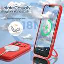 Designed for iPhone 17 Pro Max Case with Magnetic Invisible Stand, [Compatible with Mag-Safe][Full Camera Protection] Liquid Silicone Shockproof Case with Anti-Scratch Microfiber Lining, Red
