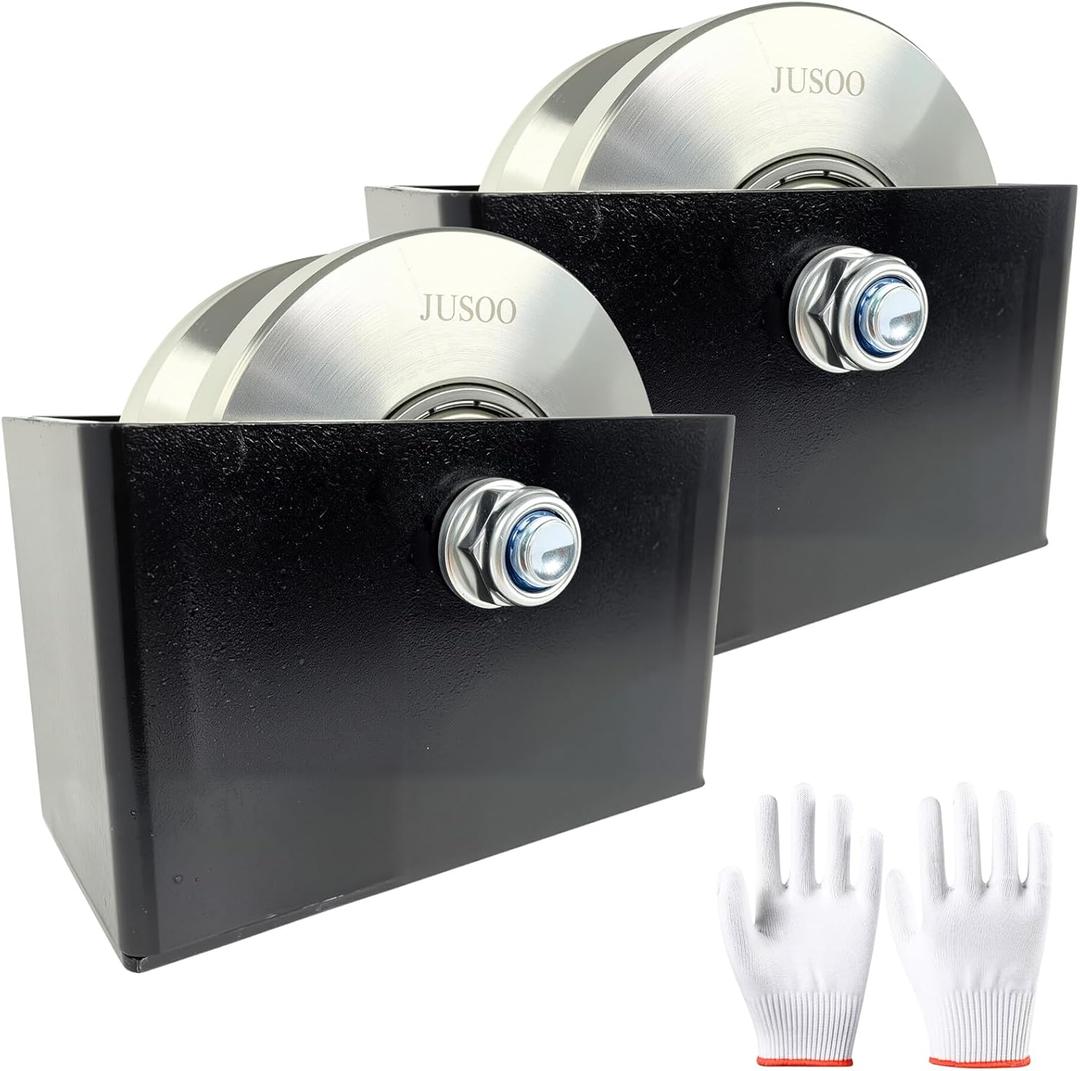 4-inch V Groove Wheel, 2.12-inch Wide Sliding Gate Wheels, Steel Sliding Gate Rollers, Set of 2, Heavy Duty V Track Wheels, 3000 lbs Max.Load, with Double Bearing