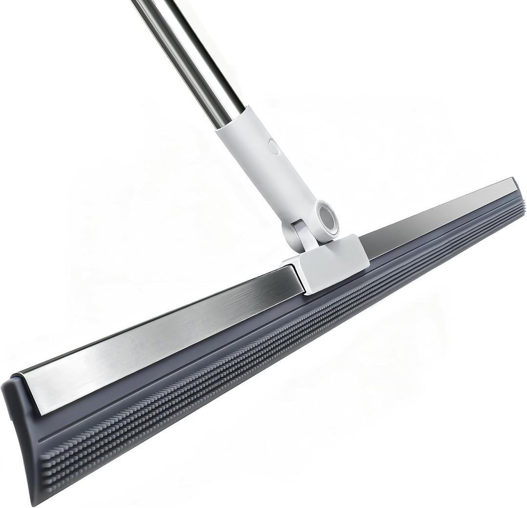 19.7'' Large Floor Squeegee for Concrete Floor with 51''-58'' Telescoping Stainless Steel Handle, Squeegee Broom for Removing Water on Tile, Epoxy, Garage, Driveway, Patio