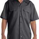 Dickies Men's Twill Short Sleeve Work Shirt  Lightweight Durable Uniform with Pockets for Warehouse, HVAC (XX-Large, Charcoal V1)