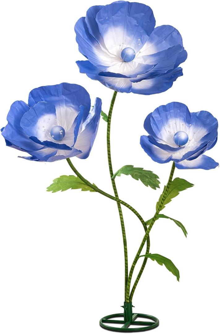 5.6 Ft Large Paper Artificial Flowers Giant Flowers for Decoration Indoor/Outdoor Handcrafted Poppy Flowers for Garden, Wedding, Hotel, Office, Shop Window, Photography Props,Bule