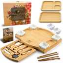 AYTITI Charcuterie Board & Knife Set - Bamboo Cheese Platter - Round Fruit Tray - Housewarming, Anniversary & Wedding Gift - Bridal Shower - 18 Pcs